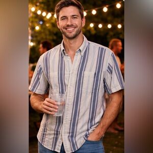 Casual Striped Button-Down Shirt for Men